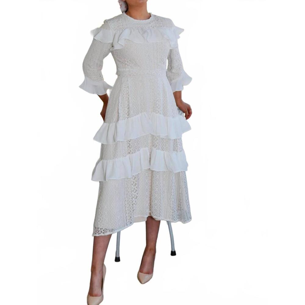 NEW ESTEEM COUTURE naomi eyelet lace blouse in ivory